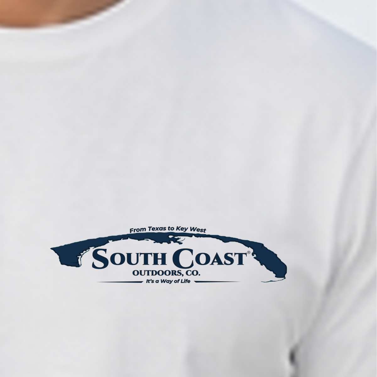 White T-shirt with small chest South Coast logo