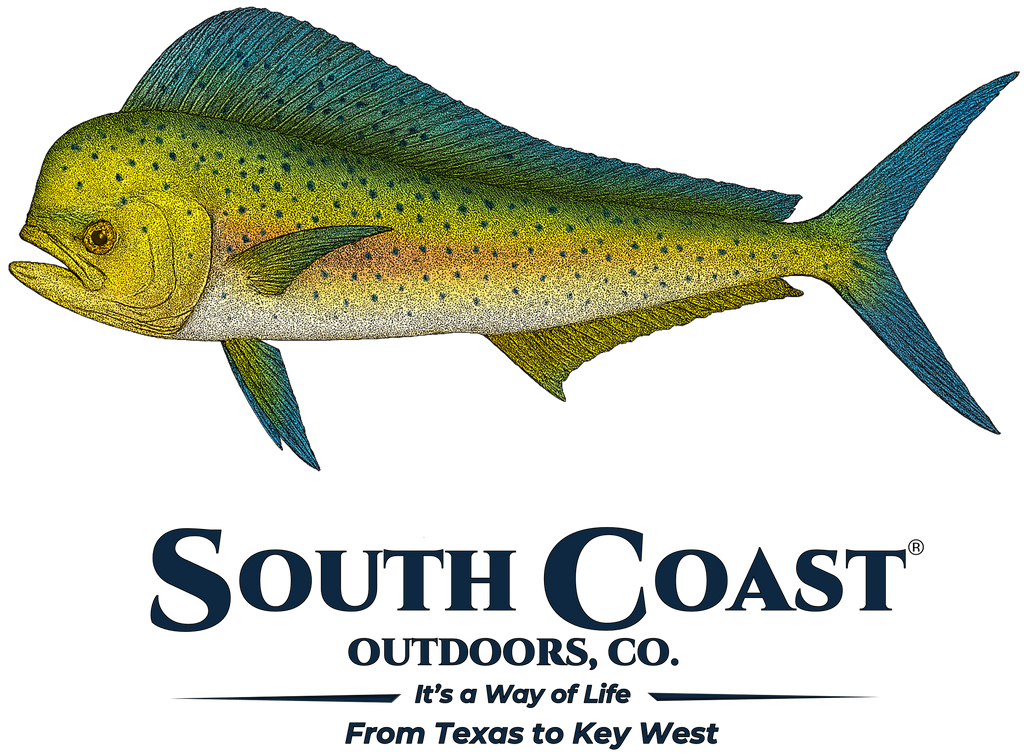 Mahi mahi fish illustration in teal and green with yellow speckles