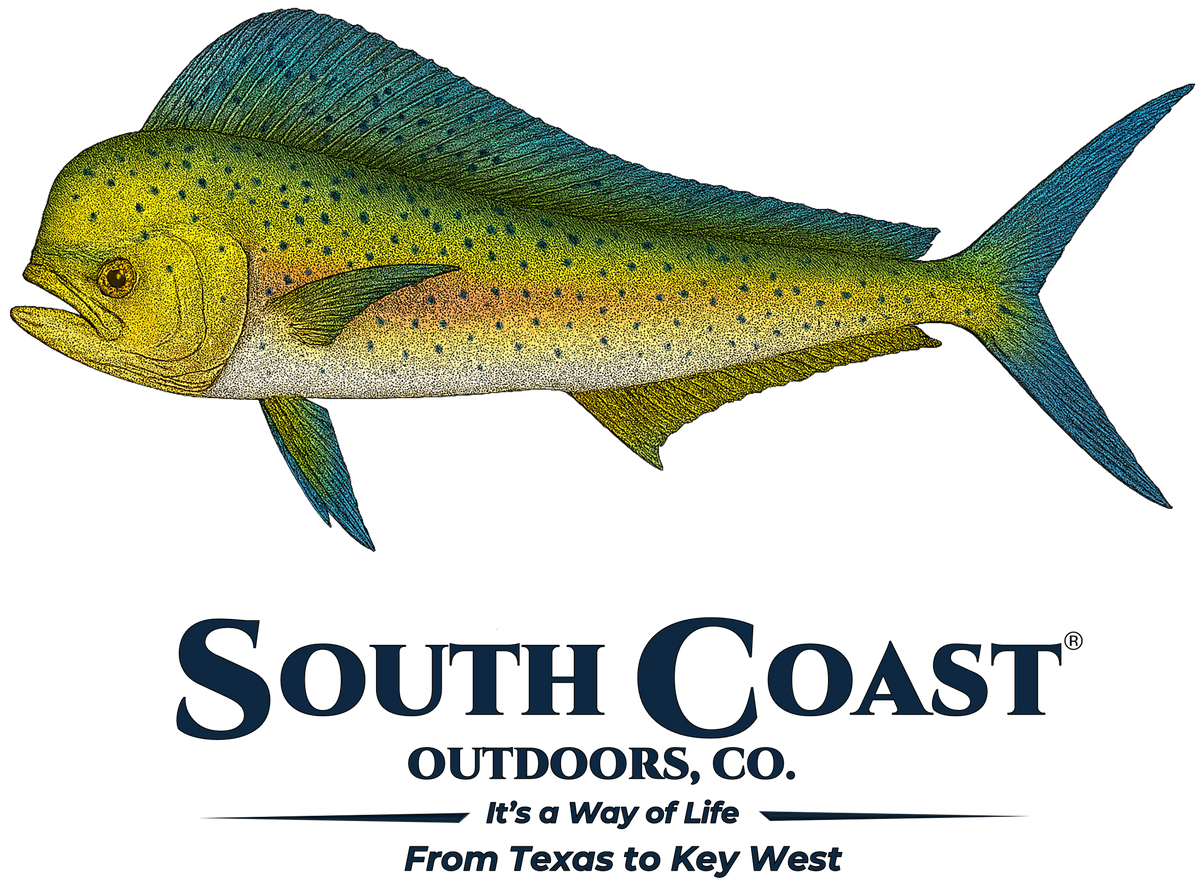 Mahi mahi fish illustration in teal and green with yellow speckles