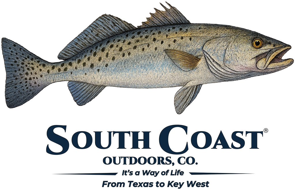 Speckled sea trout graphic with realistic silvery body and yellow eye
