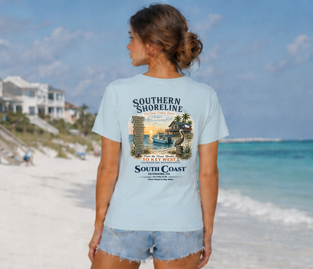 Light blue graphic T-shirt worn from back, large centered artwork on upper back