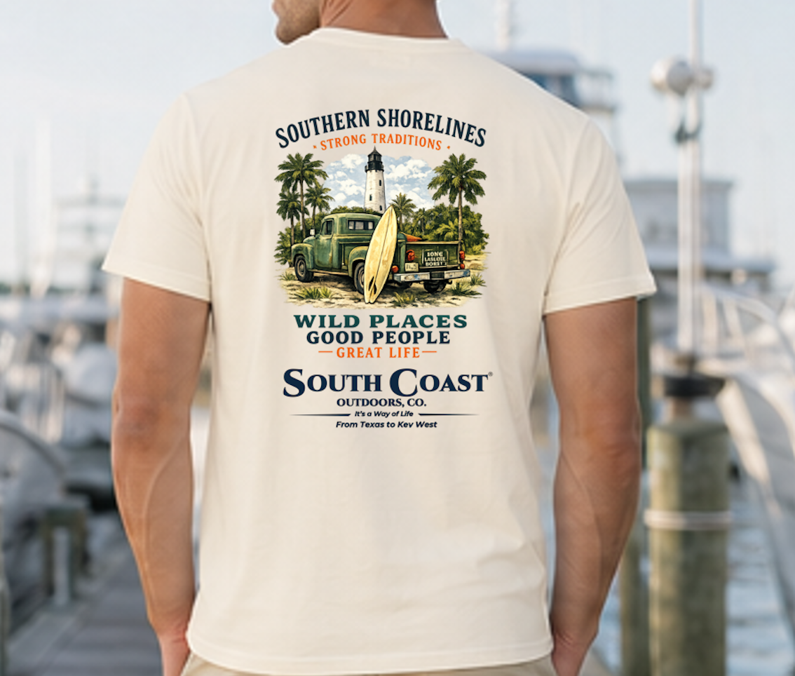 Ivory men's T-shirt with large back graphic and text design