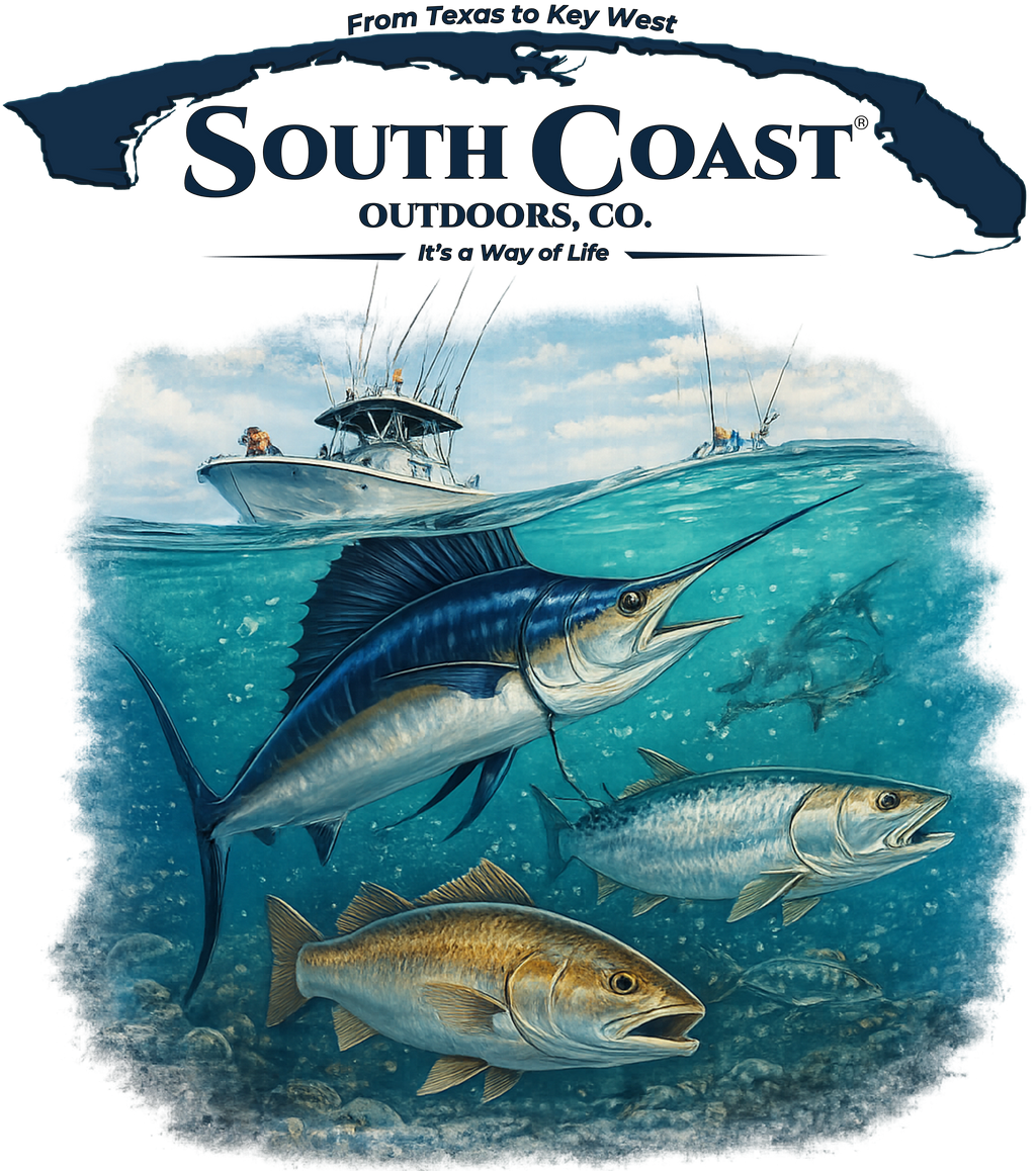 Cream T-shirt with large fish and boat graphic on the front
