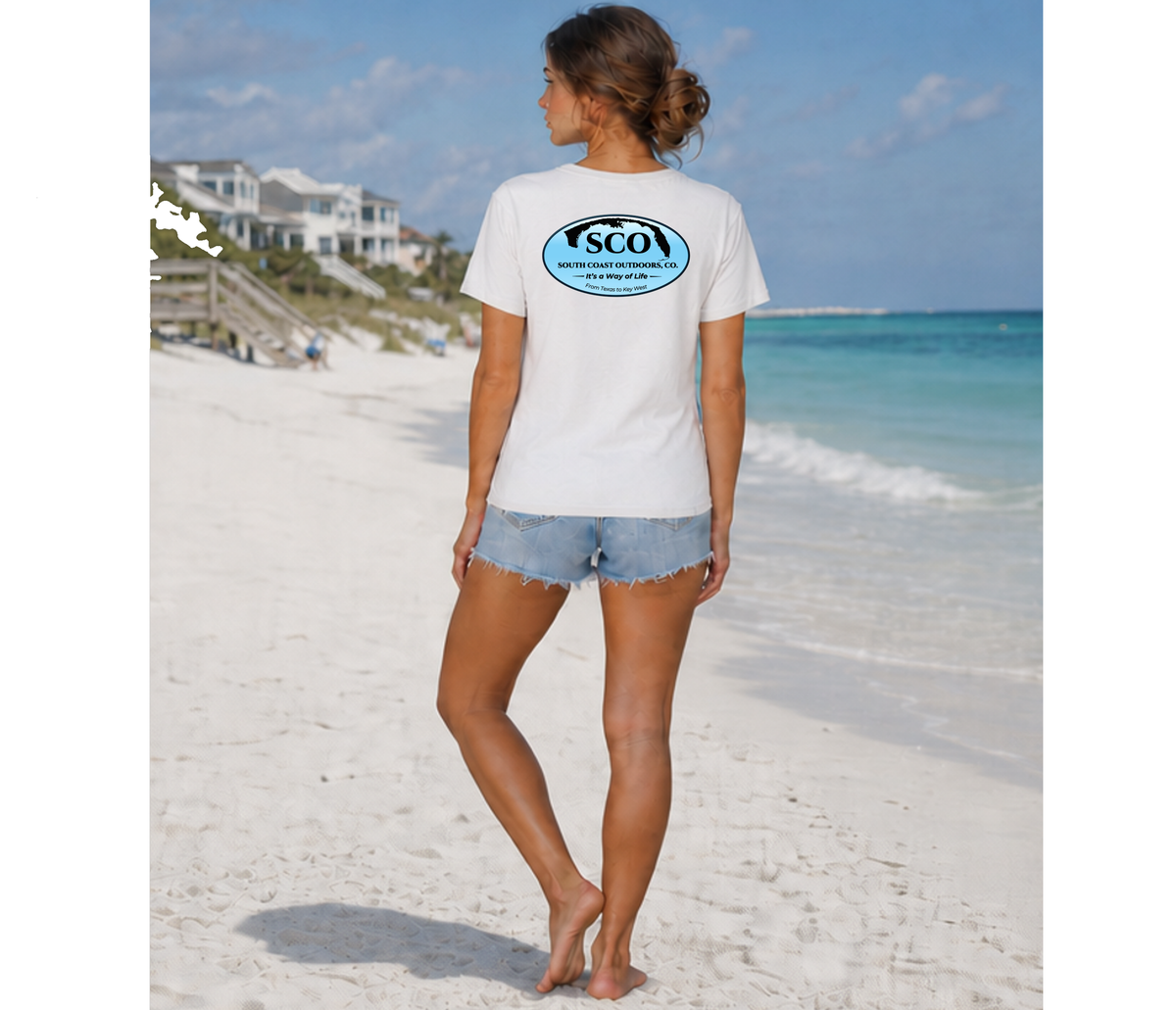 White T-shirt with SCO oval logo print on the back