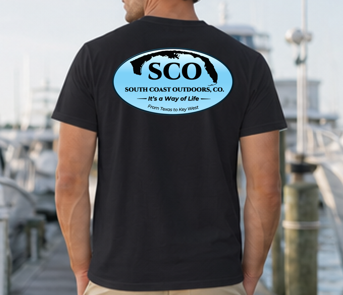 Black logo graphic t-shirt with SCO back emblem print