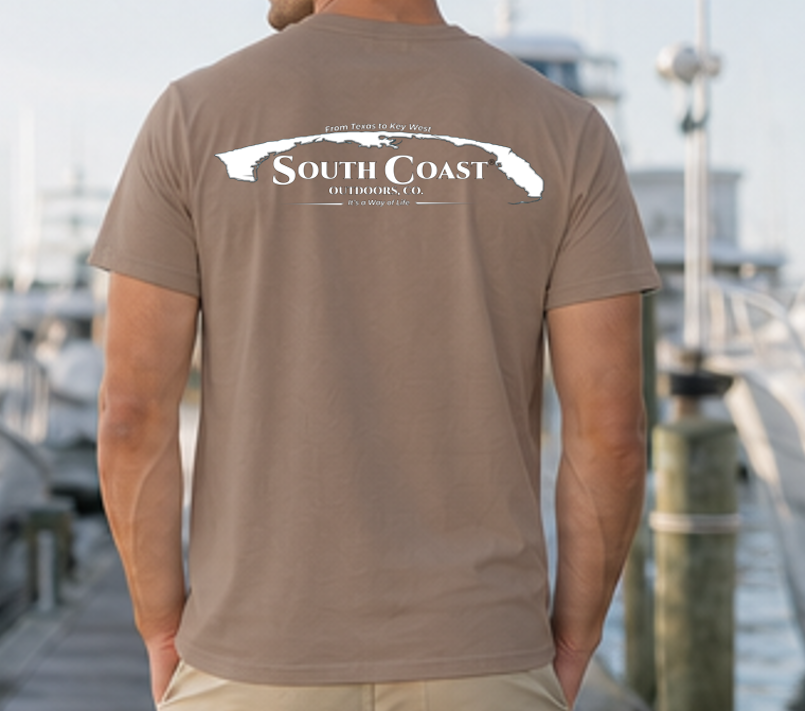 Men's espresso brown graphic t-shirt with back silhouette logo print