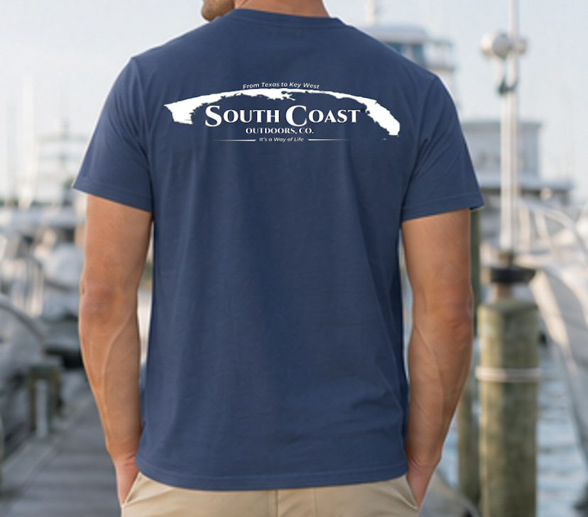 Men's true navy graphic t-shirt with back silhouette logo print