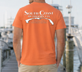 Burnt orange coastal graphic T-shirt with back print map and slogan