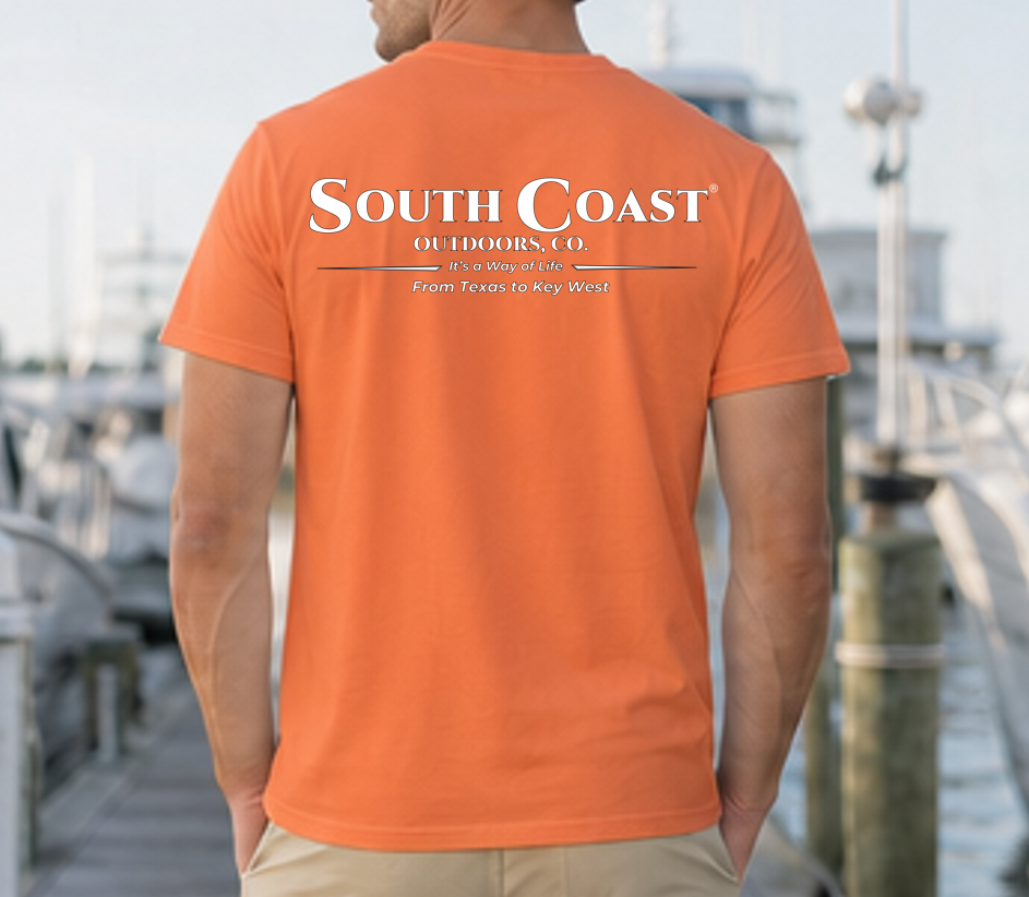Burnt orange logo t-shirt with large back print and crew neck