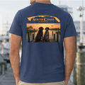 Navy blue crewneck T-shirt with large two-dog graphic on back