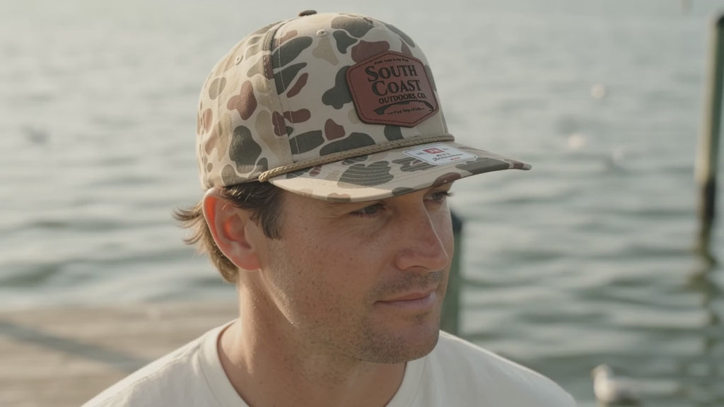 SC6100 — South Coast Outdoors Co. Richardson 256P Camo Printed Umpqua Gramps | Harvest Duck w/ Lt. Brown Rope