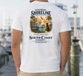 White T-shirt with back graphic print and "Southern Shoreline" logo.