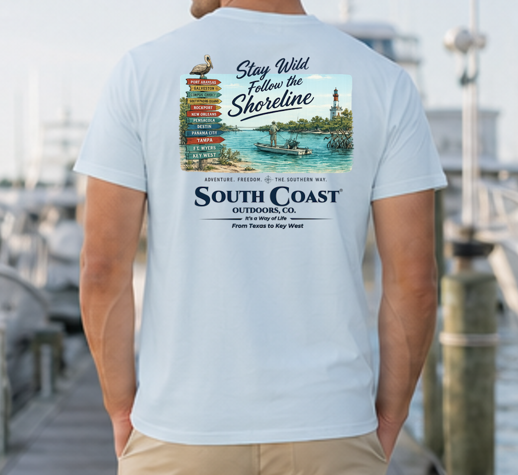 Men's short-sleeve graphic T-shirt, back print, light blue