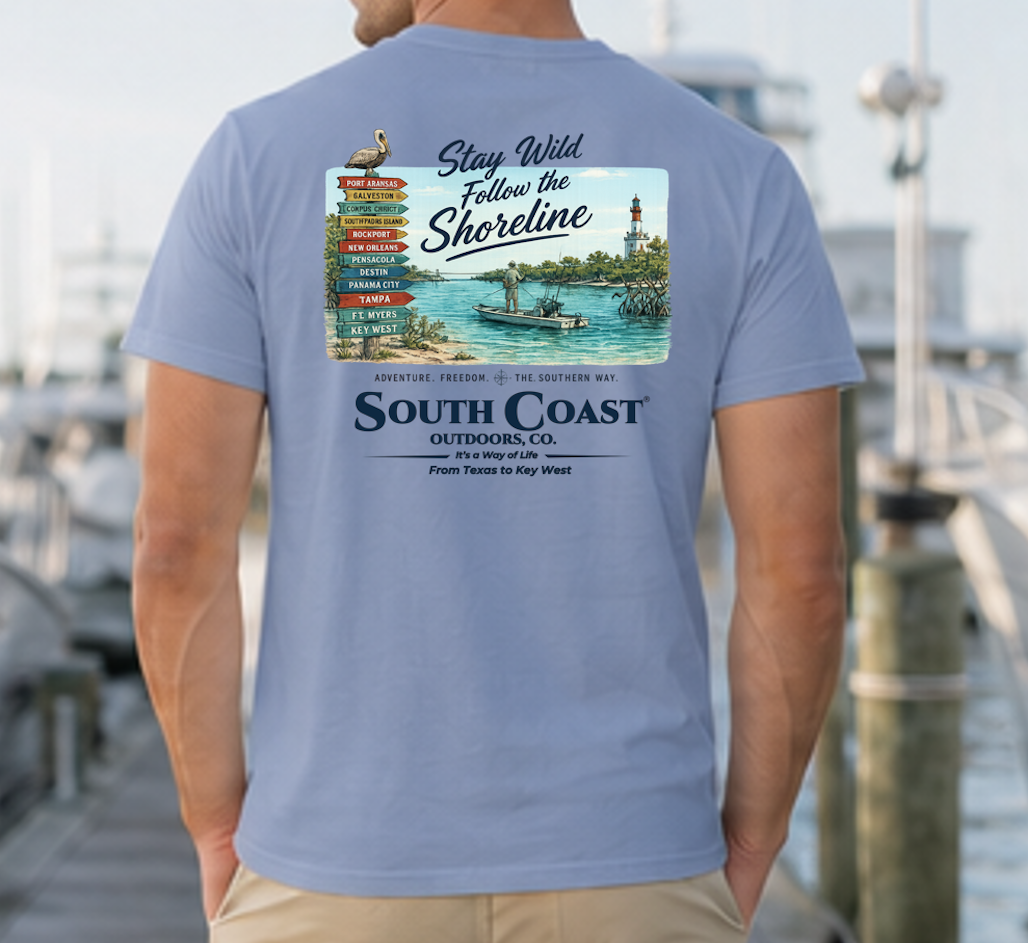 Men's short-sleeve graphic T-shirt, back print, light denim blue