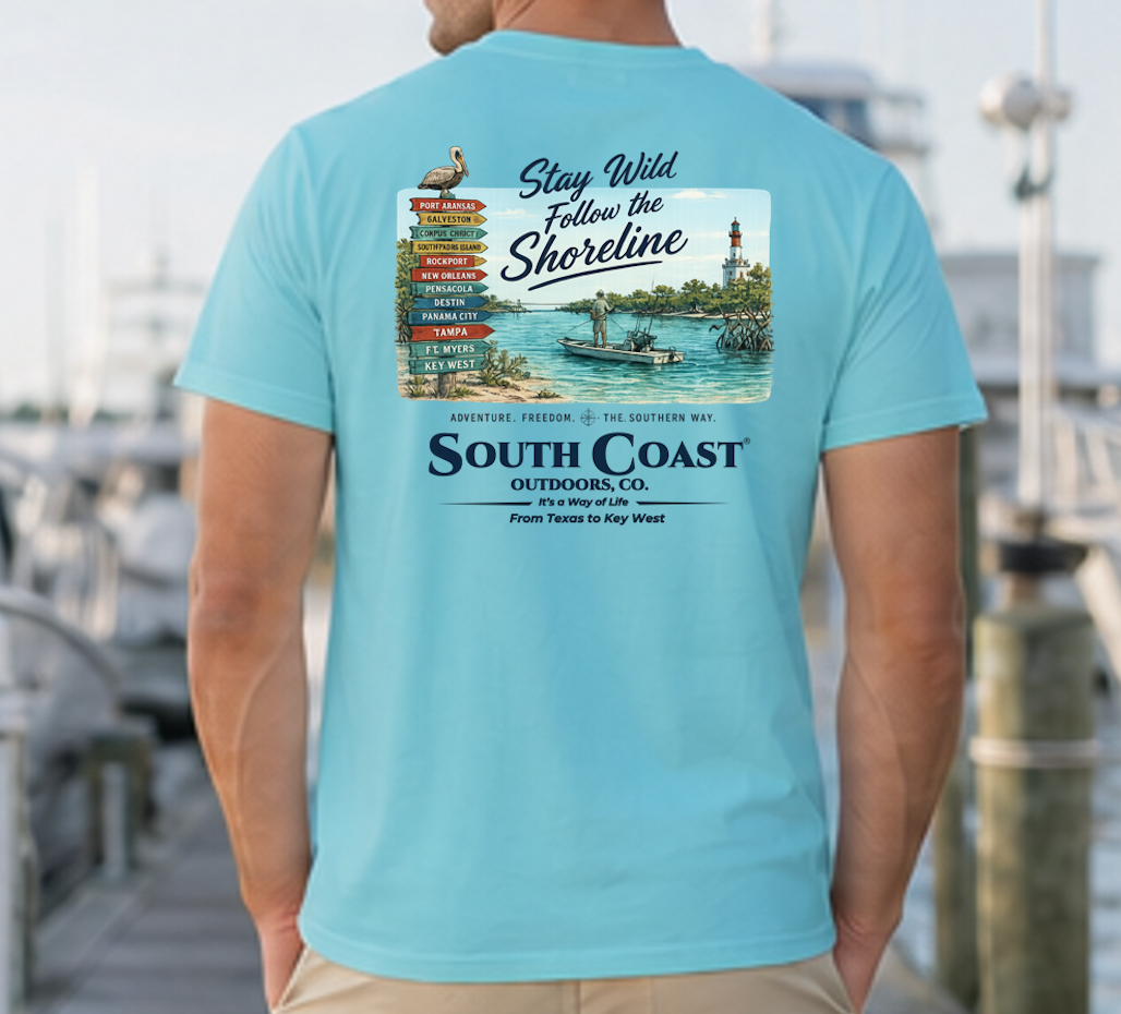 Men's short-sleeve graphic T-shirt, back print, turquoise blue